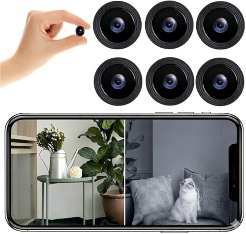 NOBEYSTON Hidden Spy Camera for Home Use, Mini Security WiFi Camera, HD 1080P Outdoor/Indoor Night Vision Cam for Baby, Pets, Compatible with Smartphone, Tablets 2A/L (Black, 6 PCS Mini)
