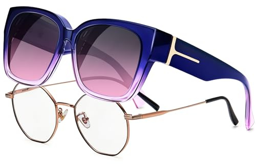 KANASTAL Surlunettes de Soleil Homme et Femme UV400 | Cadre TR90,Lentilles TAC,Polarisant Sauf Jaune,Carré,Grand,Superposable,Conduire,Voyage,Quotidien,Tendance,Multicolore