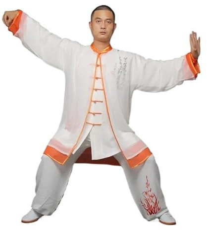 Tai Chi-dräkt, Män Kvinnor Tai Chi Kung Fu Uniform Flerfärgad Flera storlekar(White-orange,155)