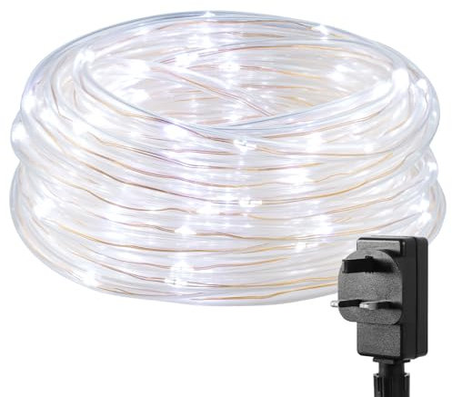Lepro Outdoor Rope Lights with Timer, Low Voltage, 10m/33ft Waterproof Outdoor String Lights Plug in, 8 Modes Daylight White Thin Light Rope, Suit for Christmas, Garden, Pathway, Tree and More
