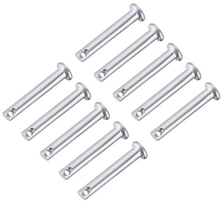 sourcing map 10 Stück Steckbolzen Einloch Gabelbolzen 5mm x 30mm Splintstift Flach Kopf verzinkter Stahl Lochbolzen