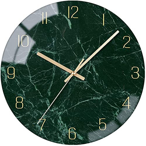 VIKMARI Glass Wall Clock Silent Non Ticking Wall Clocks- 12 Inch Quality Quartz Battery Operated Round Easy to Read Home/Office/Classroom/School Clock (Dark Green)