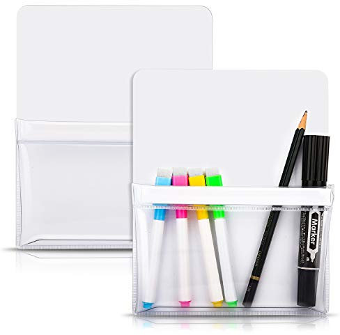 MoKo Magnetischer Stiftehalter, 2 Stück Marker Organizer Whiteboard Magnetische Stift Halterung Schulbedarf für Schulleben Kühlschrank Spind und andere magnetische Oberflächen - Weiß