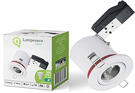 Spot Encastrable BBC Orientable diametre 100mm avec douille et ampoule GU10 7W Blanc Chaud
