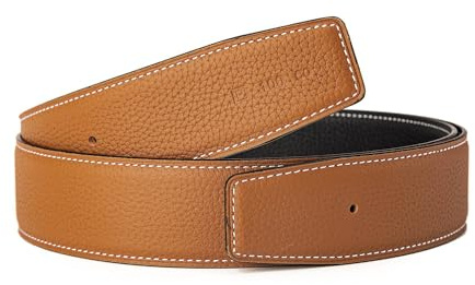 Vatee's Herren / Damen Wendegürtel aus echtem Leder ohne Schnalle Ersatzgürtel 3,4 cm / 3,8 cm breit, H400: Schwarz/Erdgelb, 37/40W US