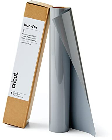 Cricut Iron On | Grey | 3.6m (12ft) | Heat Transfer Vinyl Roll (HTV) | for use with All Cricut Cutting Machines