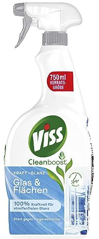 Viss Kraft + Glanz Reiniger Spray Glas & Flächen Glasreiniger für streifenfreien Glanz und strahlende Sauberkeit 750 ml 1 Stück