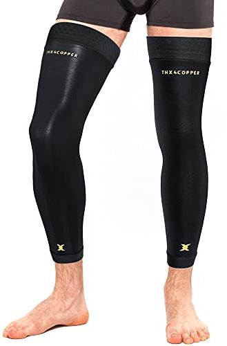 Thx4COPPER 1 Pair Full Leg Compression Sleeves,Anti Slip Long Knee Brace,Thigh Calf Support Protector for ACL,Meniscus Tear,Running,Basketball,Cycling,Knee pain relief Arthritis Recovery,Women &Men