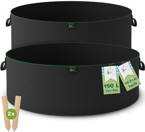 TTL GARDEN - Saco para Plantas (2 Unidades de 190 l, de Tela no Tejida, Juego de 2 Bolsas de 190 litros, 92 x 30 cm, Fieltro de 300 g/m², Tela no Tejida, para balcón, terraza, Invernadero y jardín