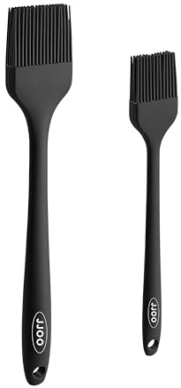 2PCS Silicone Basting Pastry Brush, JJOO Heat Resistant Food Cooking Brush for Oil, Sauce, Baking, BBQ and Grill, BPA Free, Dishwasher Safe (2Pack, Black)