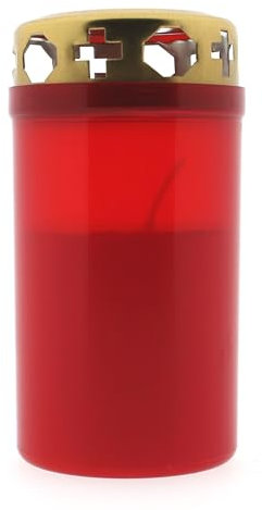 10 Grave Candles No. 3 with Gold Lid - Red | Burner | Day Burner | Grave Light | Cemetery Candles | Funeral Candle | Candles | Memorial Candle | Mourning | Angel | Devotional Candle | All Saints |