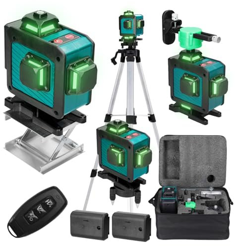 Weytoll Kreuzlinienlaser mit Stativ, Professional Kreuzlinienlaser Selbstnivellierend, 16 Linien Laser Level, IP54 Wasserwaage, 2400mAh Akku*2 und 1.2 m Stativ, Ultra Dünn Laser Kreuzlinienlaser 360