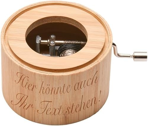 Spieluhr aus Bambus mit der Titelmelodie zu DREI Haselnüsse für Aschenbrödel - Music Box von Kurbelwerk Green-line, Classic-Edition, gerahmt - MIT Gravur