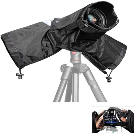 Waterproof Camera Rain Cover – Adjustable DSLR & SLR Weather Shield with Clear Window, Drawstring Sleeves & Secure Fit – Universal Protective Rain Sleeve for Outdoor Photography & Harsh Conditions