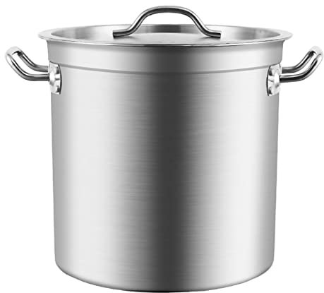 ANSNOW Stainless Steel Stockpot Rice Bucket with Lid Soup Pot 20-90L Bucket Milk Can Silver Bucket/Silver/30 * 30Cm 20L