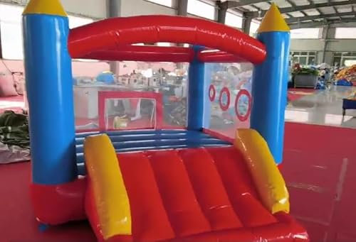 Ballsea Castello gonfiabile in PVC con soffiatore, trampolino, scivolo, rete di sicurezza, questo castello gonfiabile è realizzato in PVC, adatto per casa, esterno, asilo o commerciale