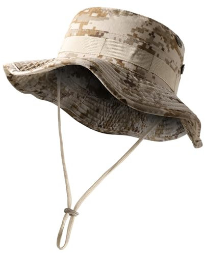 WTACTFUL Sonnenhut Herren UV Schutz Fischerhüte Faltbar Anglerhut Sonnenschutz Hut Outdoor Sommerhut Wanderhut Camping Reisen Angeln Wüsten-ACU