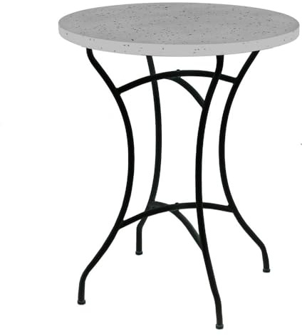 LOLAhome Mesa Exterior Terrazzo de mármol y Hierro Gris y Negro, Ø60x72 cm