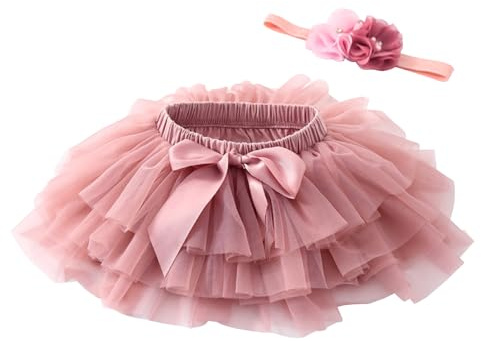 Beganly Baby Girls Soft Fluffy Ruffles Tulle Skirt with Diaper Cover Toddler Princesses Party Tutu Sets with Flower Headband