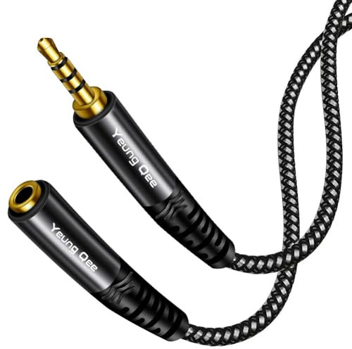 Yeung Qee Headphone Extension Cable 1M, 4 Pole Nylon Braid 3.5mm TRRS Male to Female Lossless Stereo Audio Adapter Extension Cable for Tablet/PC/ PS4 and More (1M)