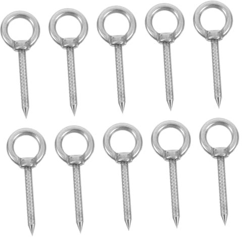 DECOMELODY 10pcs Outdoor Hooks Stainless Steel Ceiling Hooks Self-tapping Nails Screw-in for Kitchen Utensils
