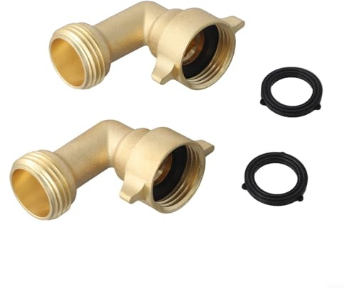 Conectores de latón de 3/4 pulgadas, codo de 90 grados, paquete de 2 accesorios de tubería de agua de cobre, juntas de esquina para sistemas de fontanería, boquillas de manguera de jardín, fácil