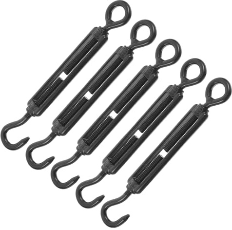 Amosfun Seilspanner mit Haken und Ösen Edelstahl 5 Stück Spannschloss Schwarz Verstellbar für Kabel Zaun und Tore in Industrieeinsätzen