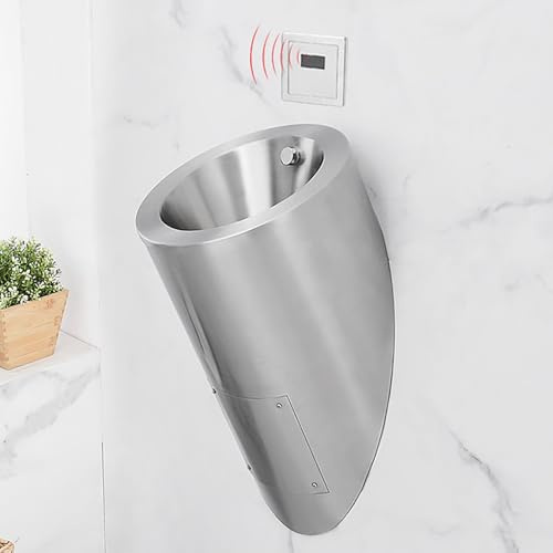 CCKUYT Urinario de Pared, urinarios de Descarga comerciales, urinarios públicos para Hombres de Acero Inoxidable con Tubo de Drenaje, urinarios para Hombres con protección contra derrames