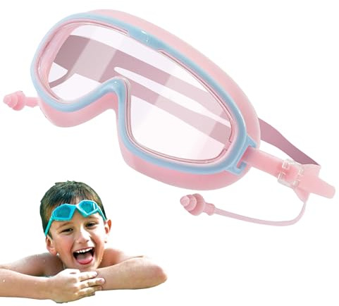 Generisch Occhiali da nuoto per bambini, per bambini, per il nuoto – anti appannamento, impermeabili, accessori per sport acquatici in silicone, occhiali da sole con tappi per le orecchie per le