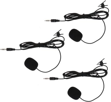 Parliky 3 Stück-Pack Lavalier Ansteckmikrofon Schwarz mit Clip für Laptop | Pvc Ausführung, für Desktop Computer, Geeignet für Streaming und Aufnahme