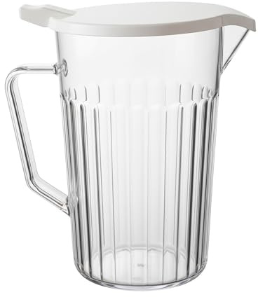 Chabrias Ltd 1400ml Polycarbonate Plastic Jug with Leakproof White Lid Virtually Unbreakable - BPA Free Large Water Jug & Drink Pitcher for Home or Bedside Use, Warm & Cold Safe - UK Made - 1400ml