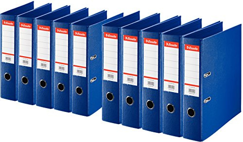 Esselte Plastik-Ordner Standard, DIN A4, 75 mm, auswechselbares Rückenschild (10er Pack, blau)
