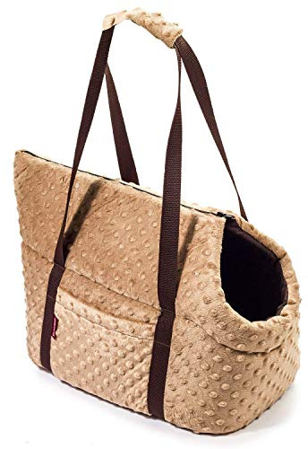 BOUTIQUE ZOO Hundetasche, Welpentasche - Beige (Minky), XS - Tragetasche für kleinen und mittleren Hund, Welpen, Katze