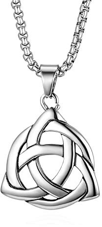JewelryWe Schmuck Herren Halskette mit Irish Celtic Knot Knoten Anhänger Silber Geschenk für Männer und Frauen