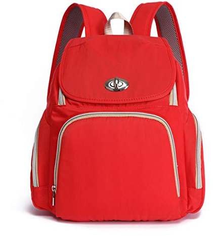 Baby Wickelrucksack Wickeltasche Multifunktional Mama Rucksack Wasserdicht Mit Metallschloss Reisetasche für Unterwegs, Red