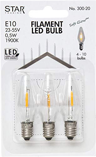 Star 300-20 - Lampadina di ricambio universale a LED, E10, 1900 K, 0,5 W, 5 lm, 3 pezzi