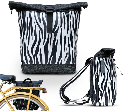 Ikuri Fahrradtasche/Rucksack Kombi Fahrradrucksack aus Plane für Gepäckträger Packtasche Wasserdicht für Frauen