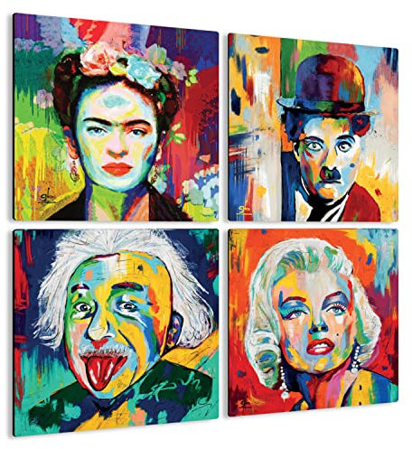 Giallobus - Quadri 4 Multi Pannello Art Board - Personaggi Famosi - Raccolta 1 - Legno MDF - 29,7x29,7 - x 4 Pezzi