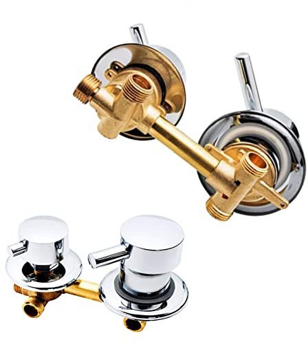 ZAKSEM Mitigeur Cabine De Douche,2/3/4/5 Voies Sortie D'eau Filetage/intubation,Entraxe 10Cm/12,5Cm Mitigeur Laiton Salle De Bain Poli Douche Robinet Cabine (Screw 2 way 12.5cm)