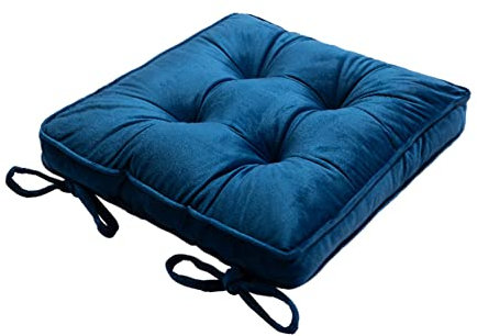 LQLD Verdickte Sitzkissen Für Stühle, Mit Krawatten Dutch Fleece Solid Colorchair Kissen Mit Griff Fauler Tatami Bodenkissen Innenküche Garten Balkon,Royal Blue,43 * 43 * 8cm