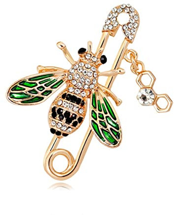 KhuWan Bijoux Fantaisie Or Abeille Broches pour Femmes Robe d'été décoration Cristal Revers Animaux Broches Luxe Broche Clip Broches Fille Cadeaux