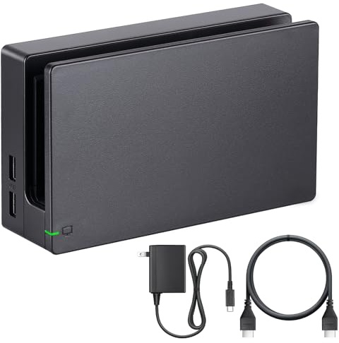 TV Dock Station for Switch - 3 in 1 Replacement TV Base Docking Station Set with Upgraded IC Module, Charger, HDMI Cable Accessories for Switch Console - Not for Switch 2
