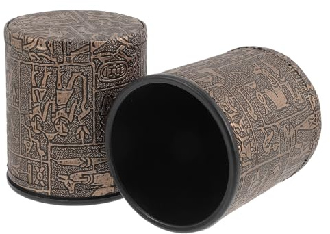 INOOMP Würfelbecher aus Leder, 2 Stück, antiker ägyptischer Stil, Würfel-Shaker, weiche Innenseite für Bar, Party, Farkle, Würfelspiele