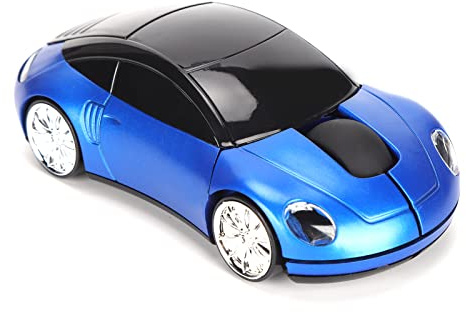 ASHATA Souris sans Fil 2,4 G, Souris de Voiture Mignonne avec Récepteur USB, Souris Optique 1600 DPI pour Ordinateur Portable, Tablette, avec Lumière LED (Bleu)