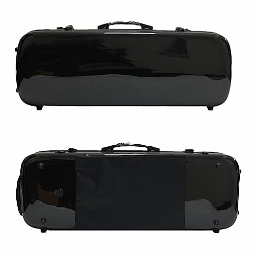 HDYNUZ Bratschenkoffer aus gemischter Kohlefaser, Bratschenbox, verstellbare Größe, Mehrfarbig, mit Bodenrad und Notentasche, 15–17 Zoll (Color : Rectangular Black)