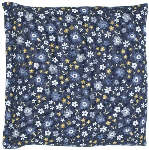 Leinsamenkissen 12x12cm - Bio Stoff Blümchen-blau - Wärmekissen & Kältekissen - Körnerkissen