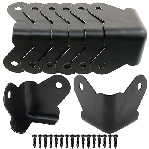 Heyous 8PCS Textured Steel, Edge Protection Box Corner Protector, Powder Coat Corner, Decorative Corner Protector, with Installation Screws, Black