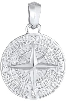 Kuzzoi Silber Anhänger (30 mm) Kompass für Ketten aus 925er Sterling Silber Maritimes Halsketten Accessoire Motiv Windrose für Männer
