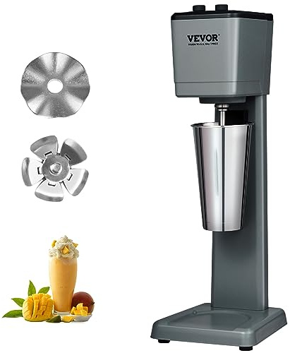 VEVOR Batidora Eléctrica para Batidos de Un Solo Cabezal, 375 W, 3 Velocidades, 15000/18000/21000 RPM, Vaso de Acero Inoxidable de 820 ml para Preparar Bebidas, Té con Leche, Batidos, Barra Casera