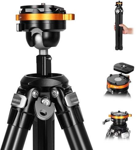 TARION Trépied de Voyage Compact pour Appareil Photo : Trépied Portable et Léger pour la Randonnée, Tête Sphérique, Système de Libération Rapide, Aluminium Qobra